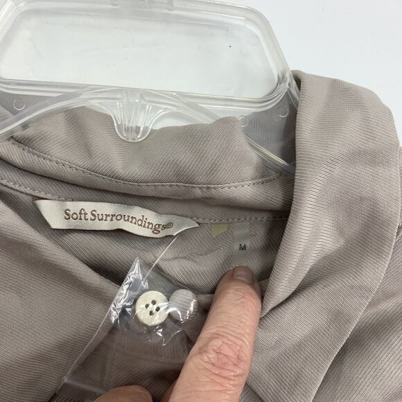 Soft Surroundings Artist Shirt Tunic Button Up Lagenlook Beige Khaki Sz … - Picture 9 of 10